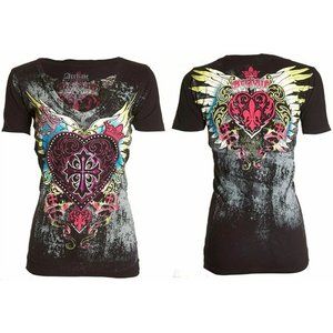 Archaic Affliction Women's T-Shirt DARLING Tattoo Biker Black